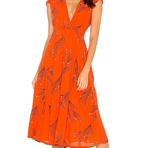 Free People Printed Retro Midi Dress